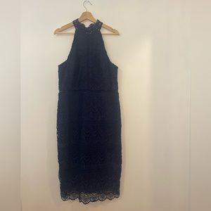 navy blue lace dress
